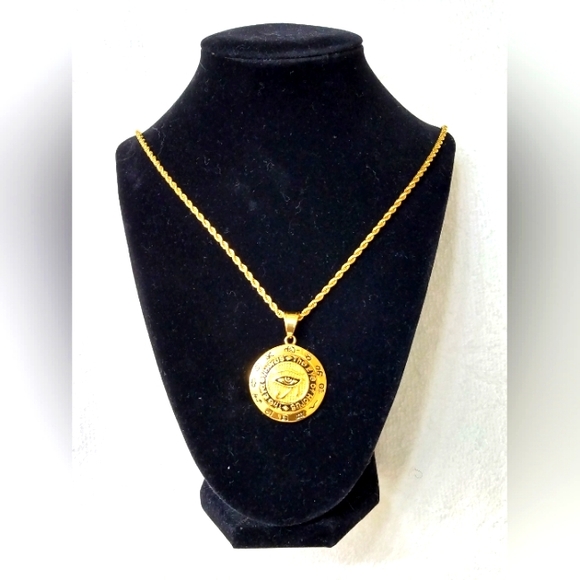 Kushite Men's Napatan Empire 2mm Stainless Rope Chain‎ & Pendant Set